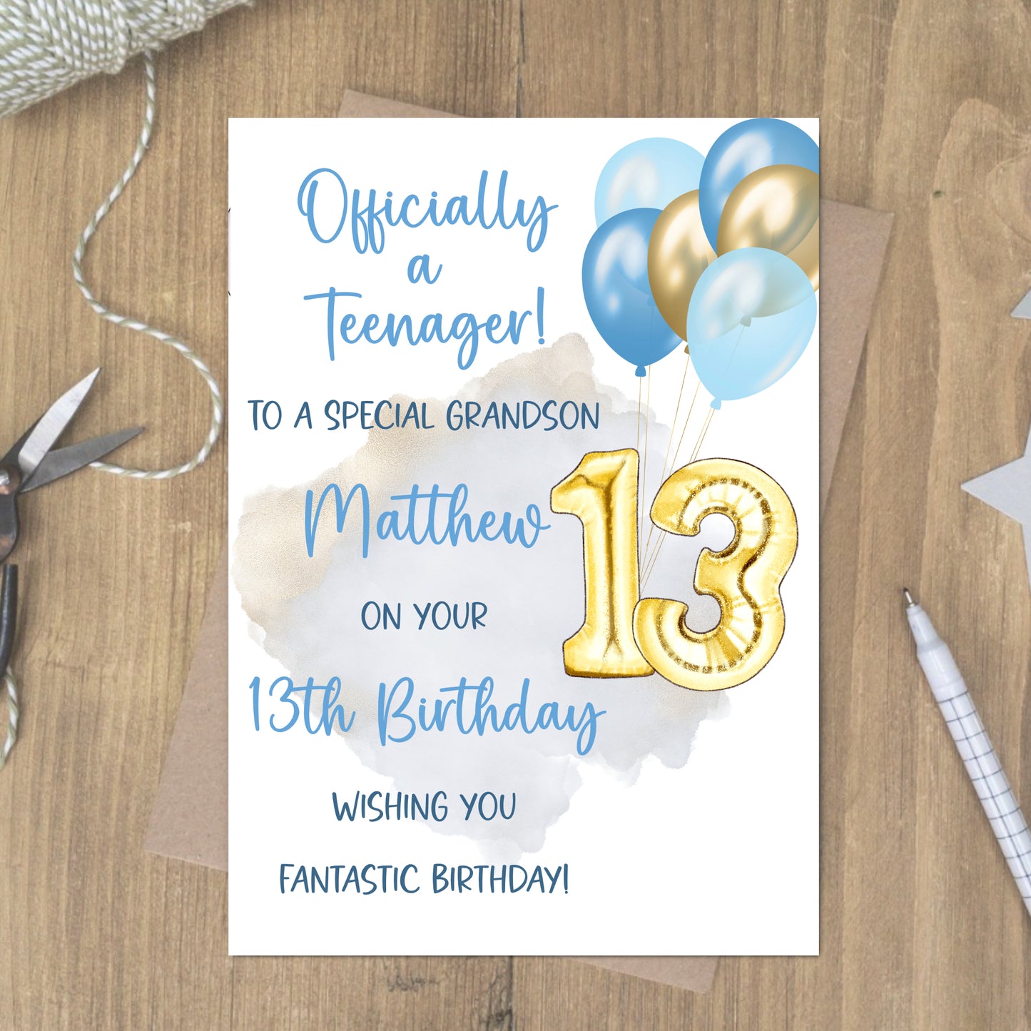 TEENAGE GRANDSON BIRTHDAY CARD- personalised