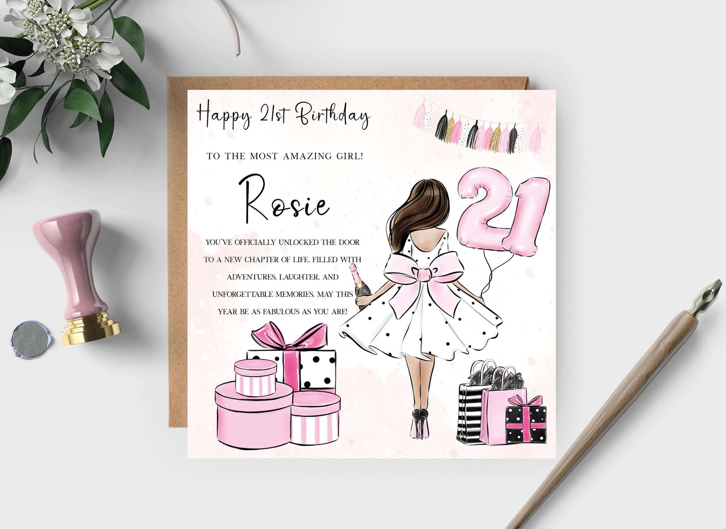 21st BIRTHDAY CARD FOR DAUGHTER, GRANDDAUGHTER, SISTER, NIECE, SISTER, BEST FRIEND - personalised