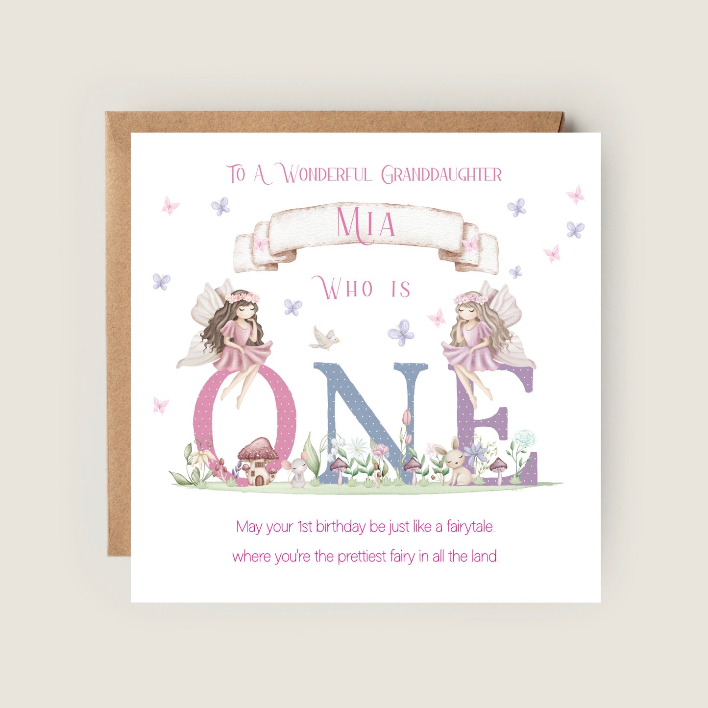 Personalised 1st Birthday Card For Granddaughter