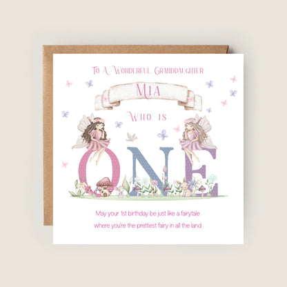 Personalised 1st Birthday Card For Granddaughter