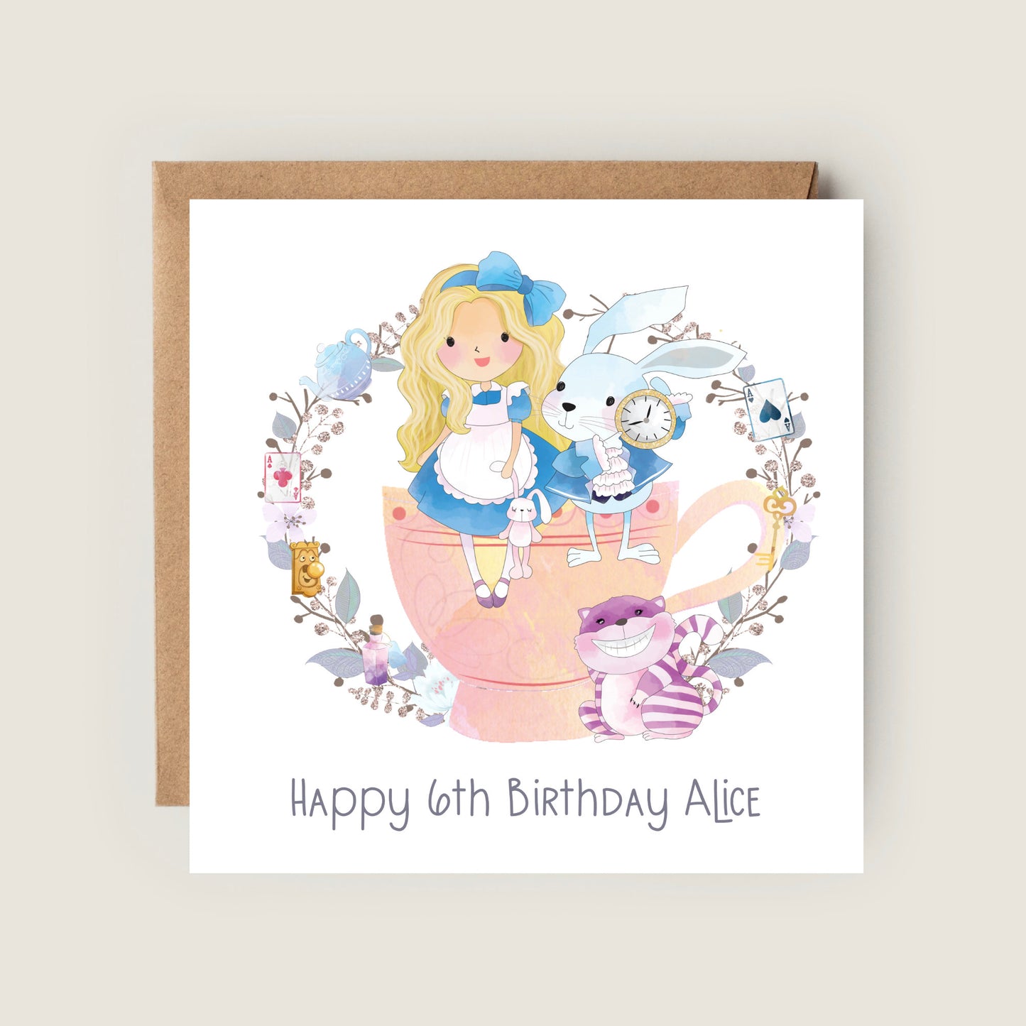 alice in wonderland birthday card