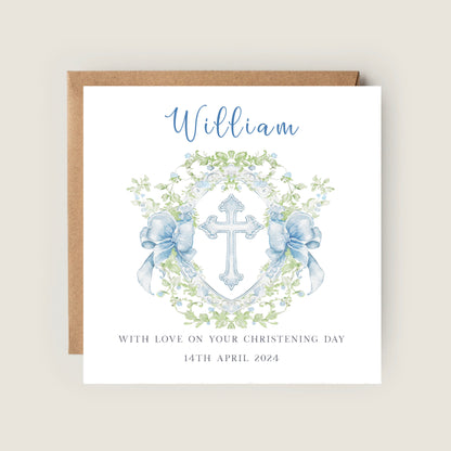 blue cross christening card