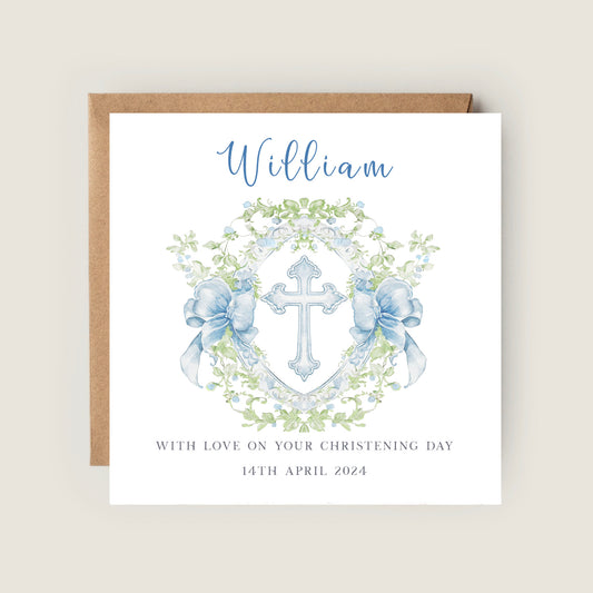 blue cross christening card