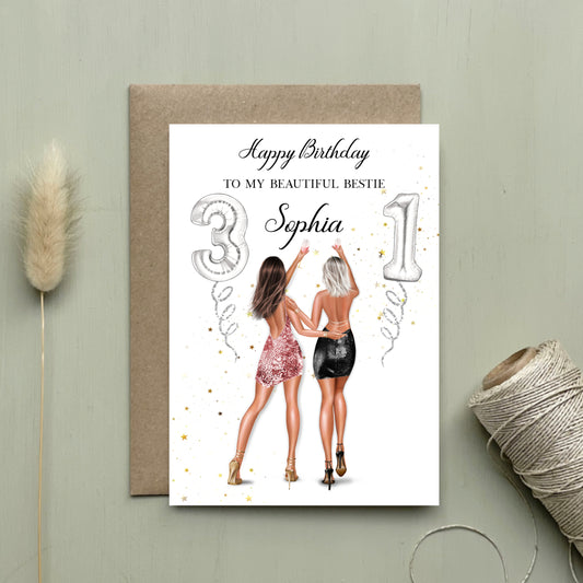 BIRTHDAY CARD FOR BESTIE FRIEND -  personalised