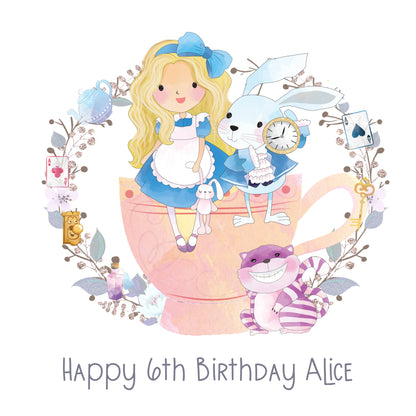 Personalised Alice in Wonderland Birthday Card