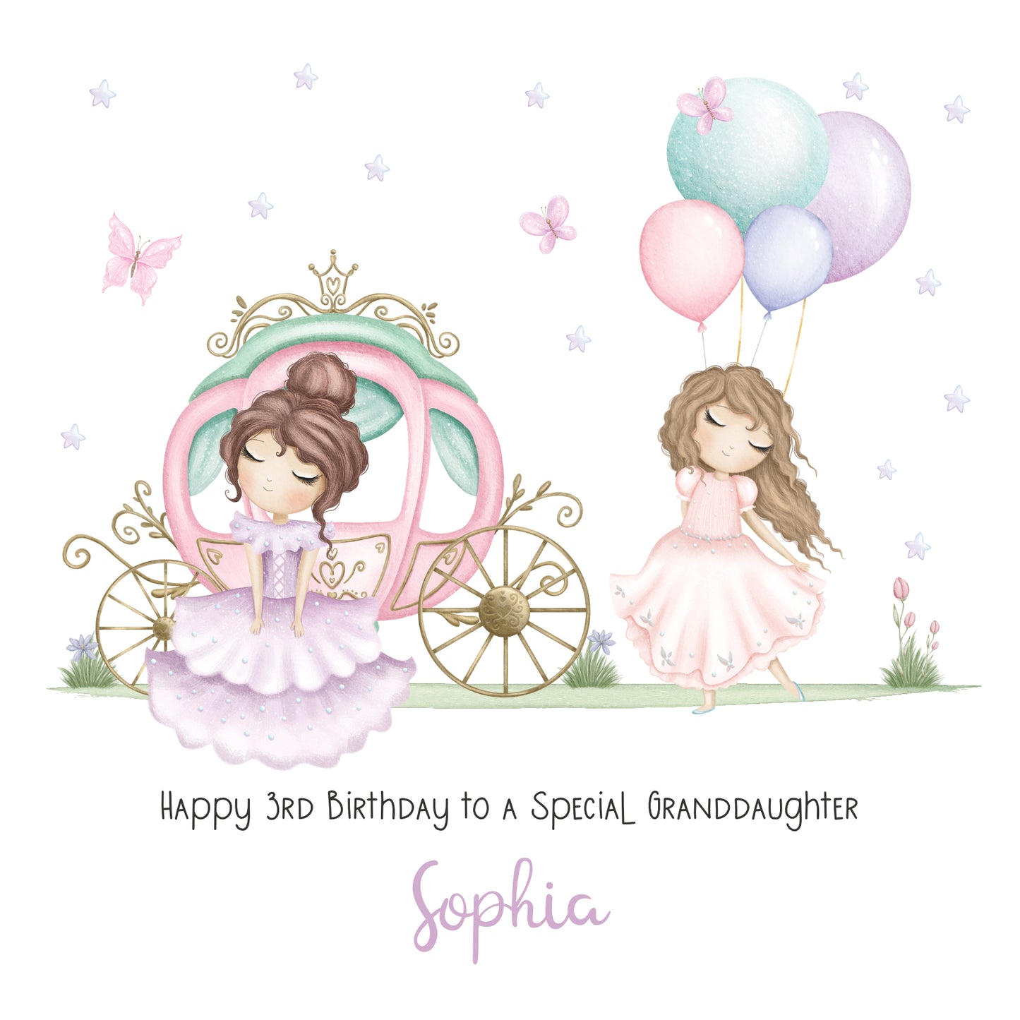 Personalised Magical Princess Birthday Card for Little Girl