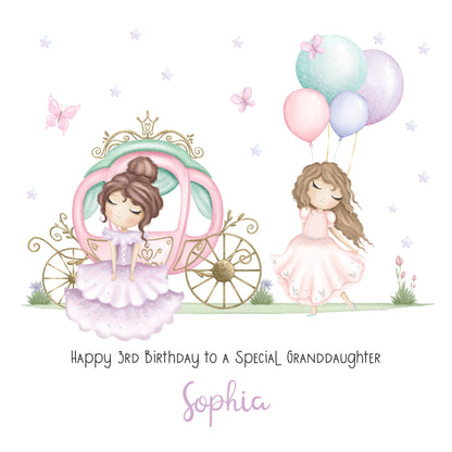 Personalised Magical Princess Birthday Card for Little Girl