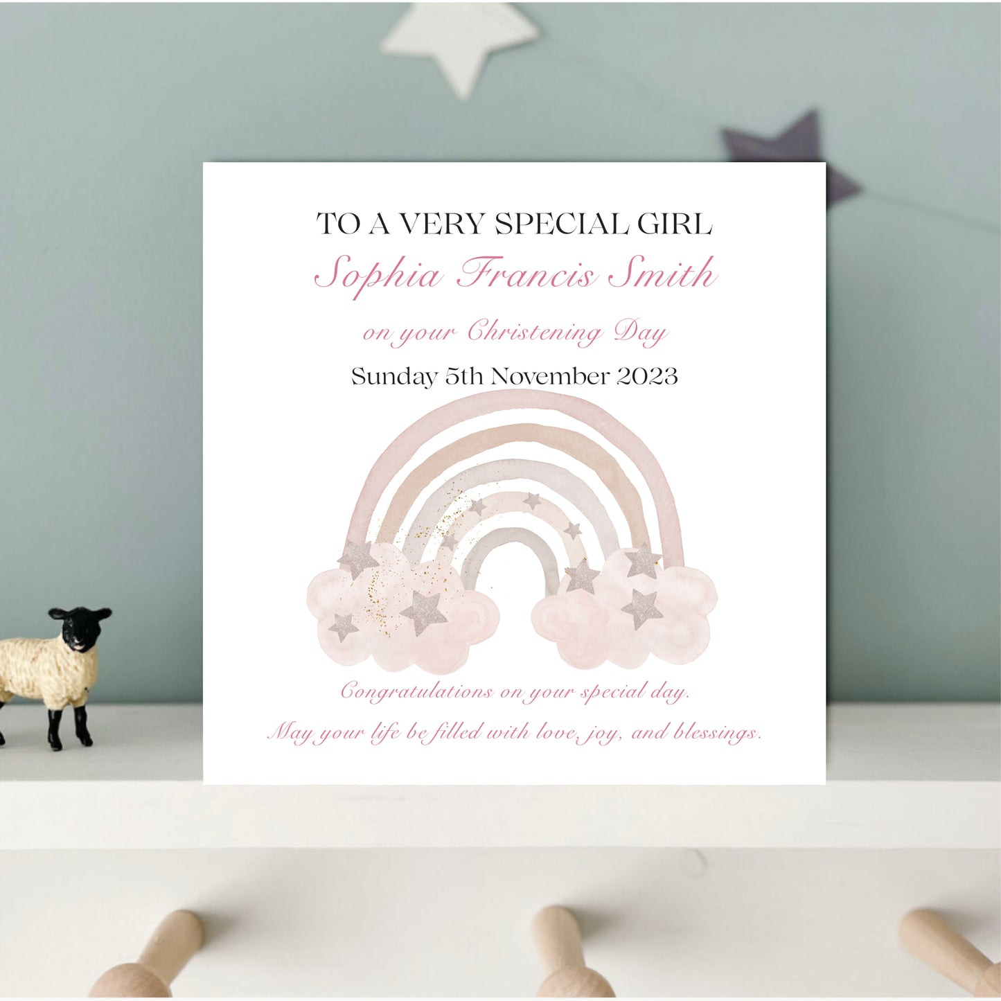 Personalised Christening / Baptism Card for Daughter