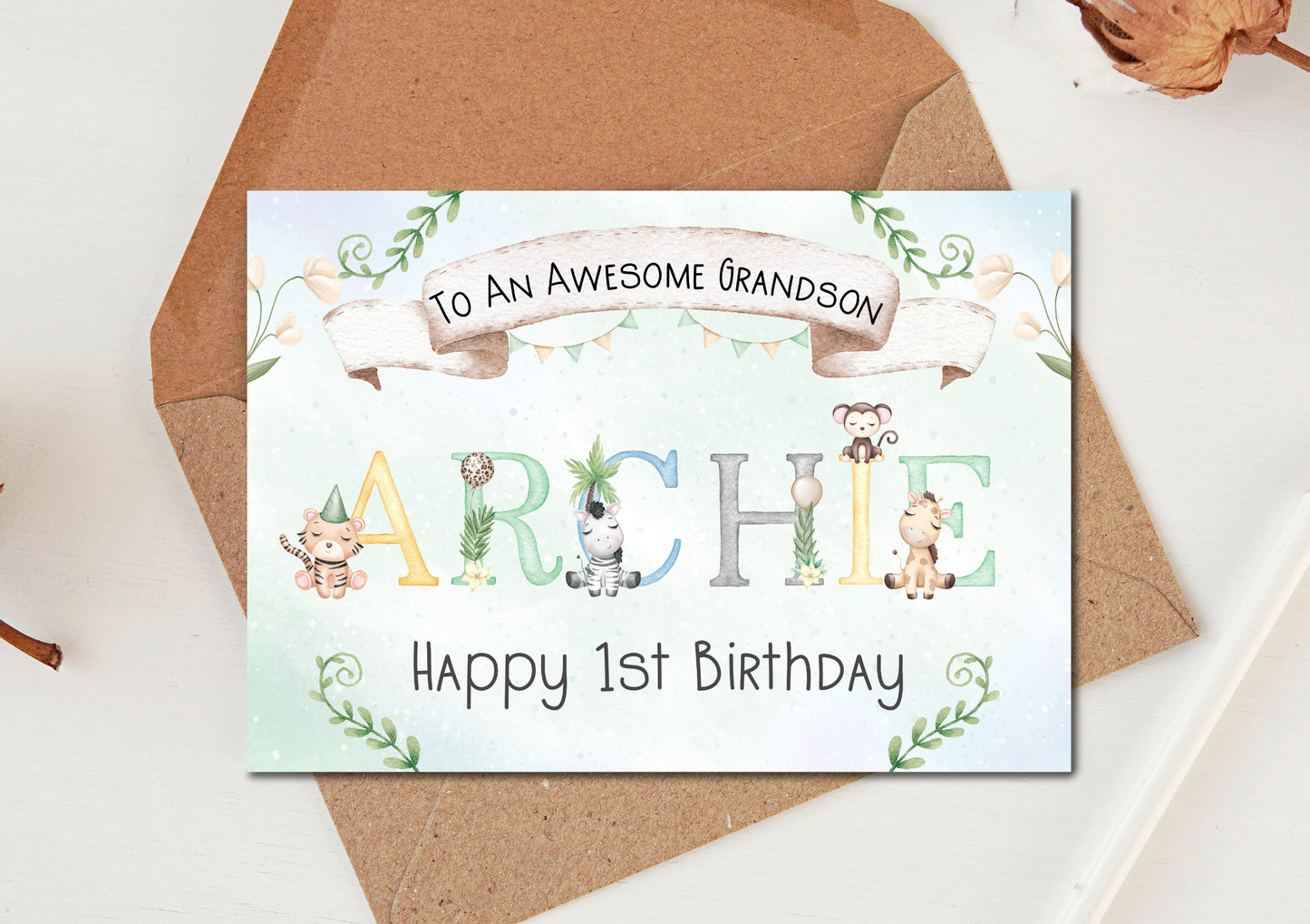 Personalised Animal Birthday Card for Children