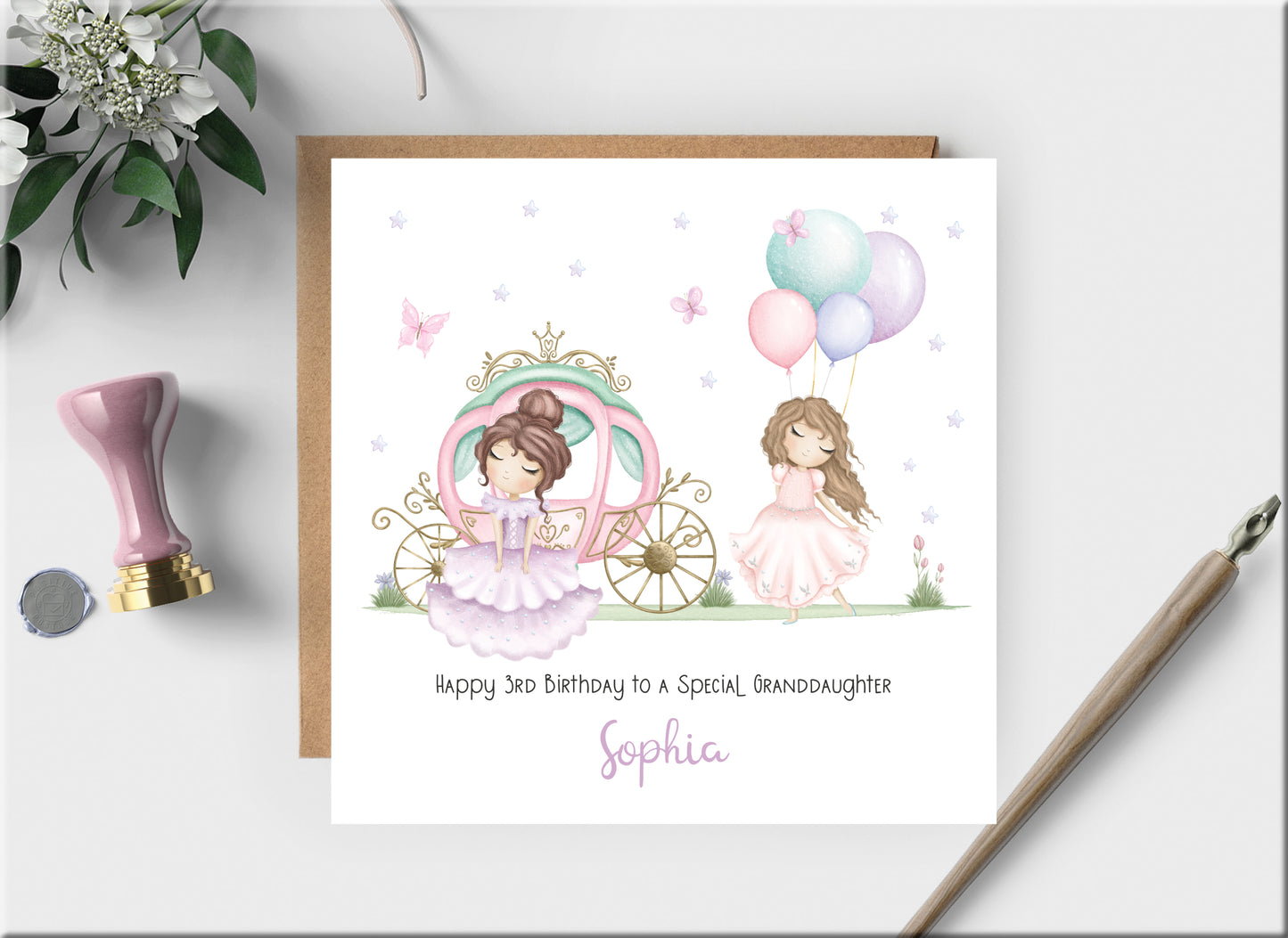 Personalised Magical Princess Birthday Card for Little Girl