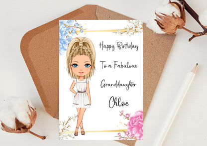 BIRTHDAY CARD FOR GLAM GIRL- personalised