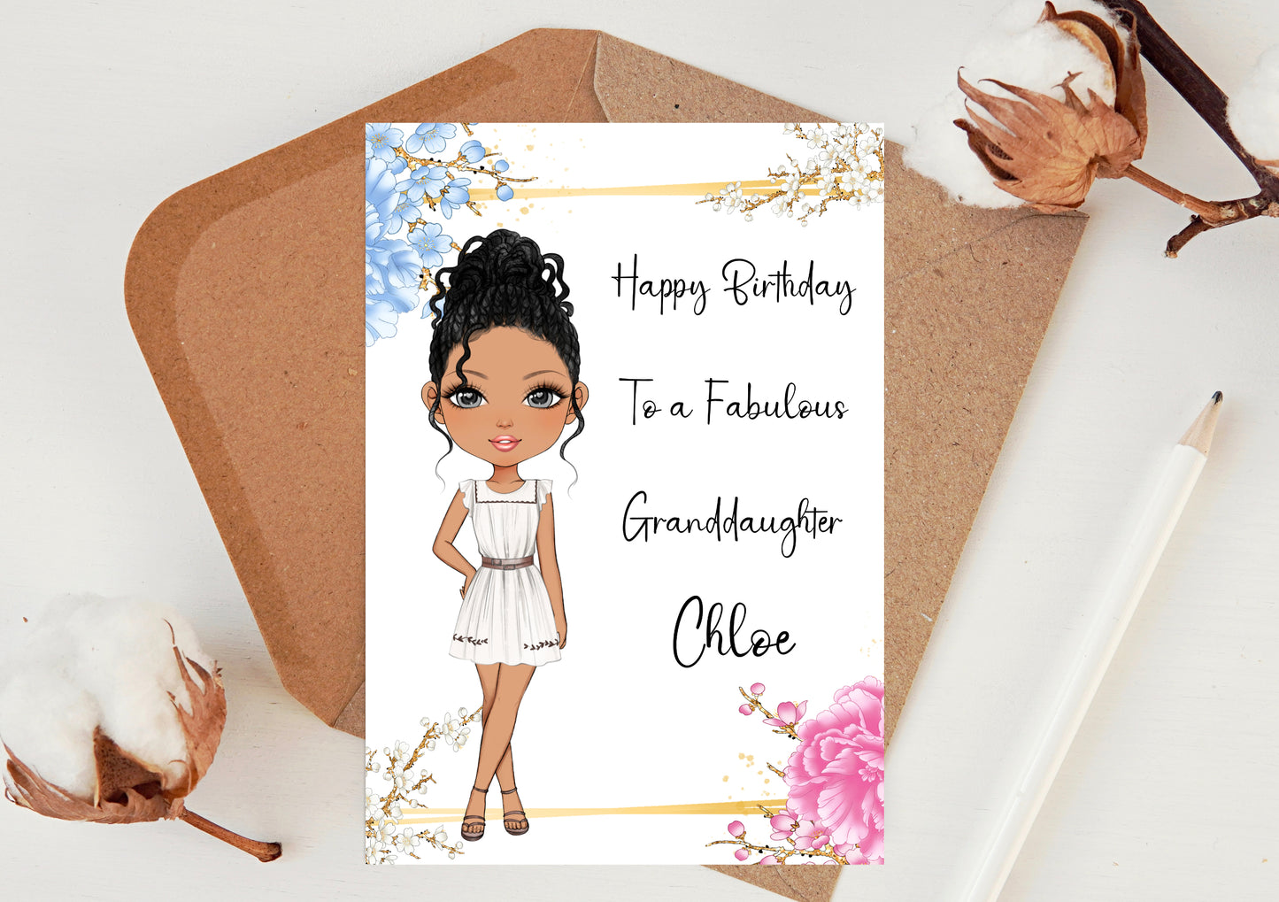 BIRTHDAY CARD FOR GLAM GIRL- personalised