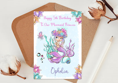 Personalised Under The Sea Magical Birthday Card for Girls