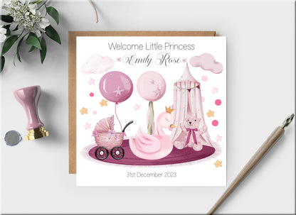 NEW BABY GIRL ARRIVAL CONGRATULATIONS CARDS - personalised