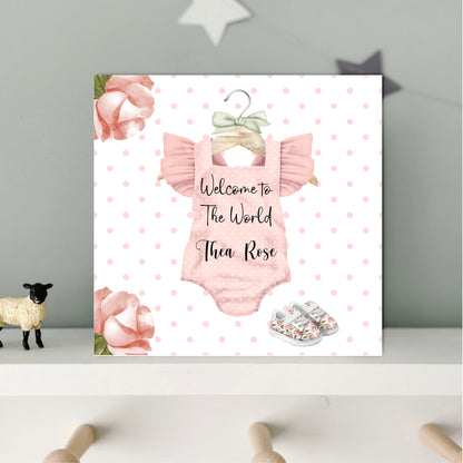 Personalised New Baby Girl Arrival Card with Baby's Name