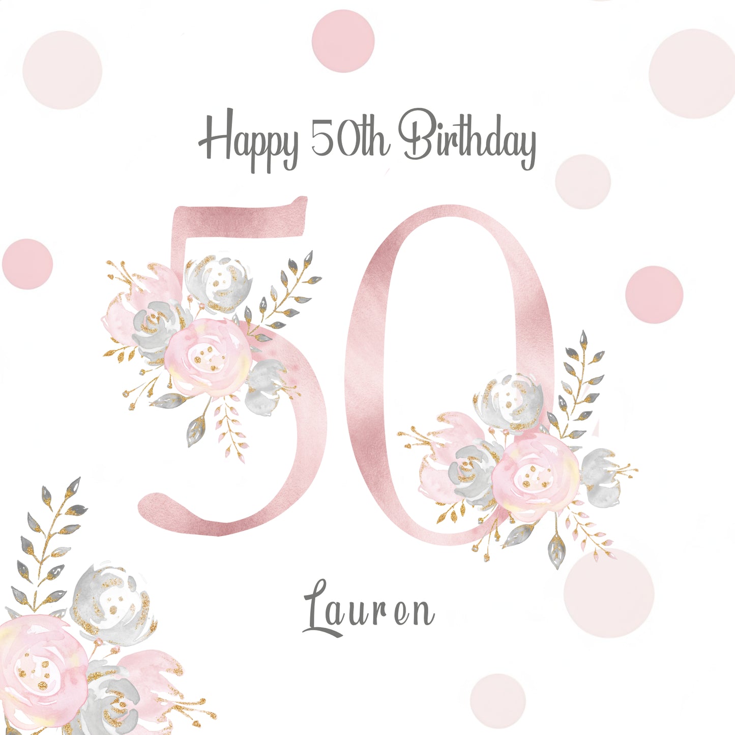 50TH BIRTHDAY CARD FOR HER-  personalised