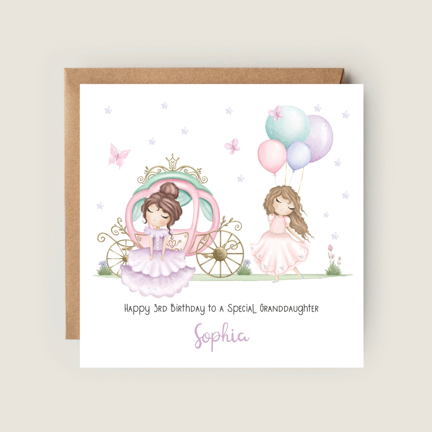 princess birthday card for granddaughter