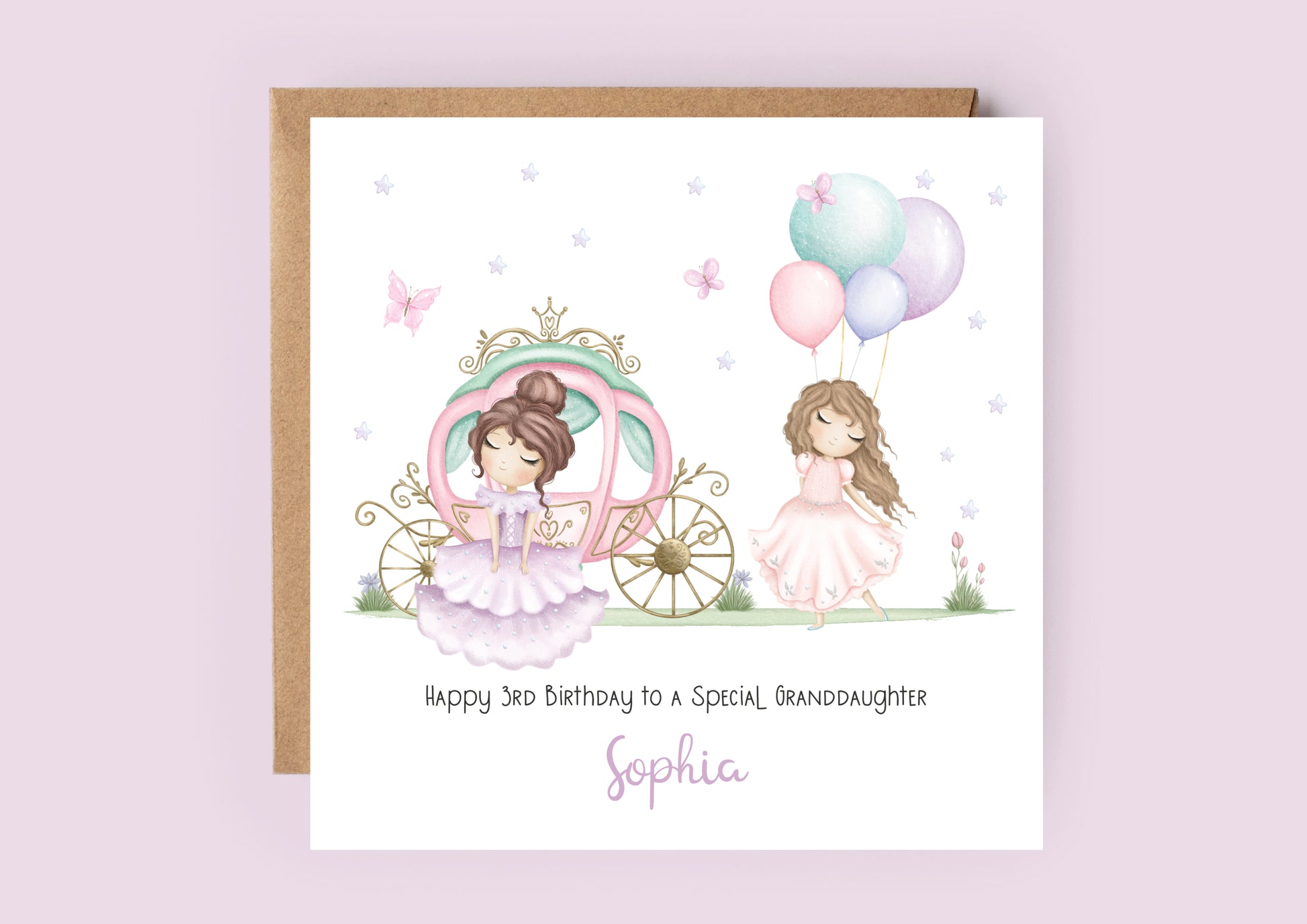 princess birthday card for granddaughter, daughter