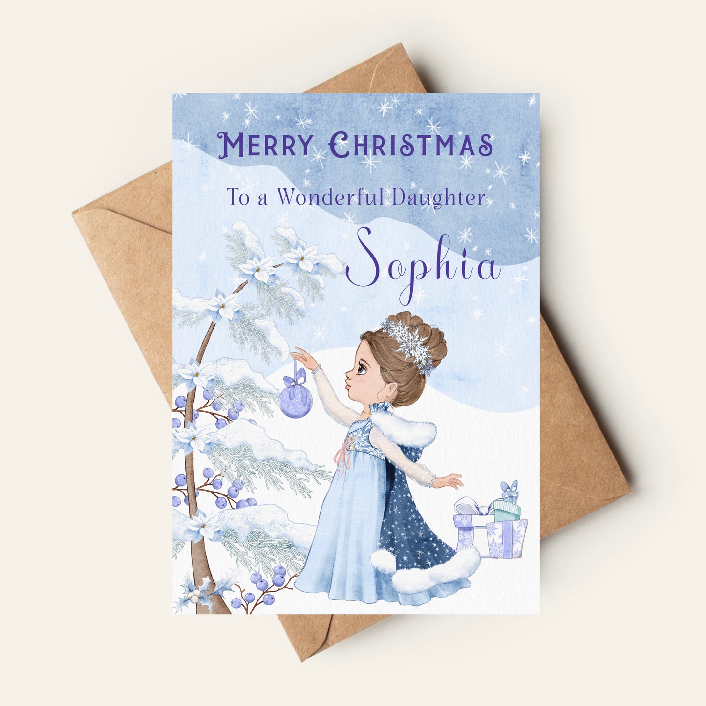 Personalised Christmas Card for a Granddaughter, Daughter, Niece