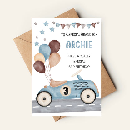 race birthday card for boys