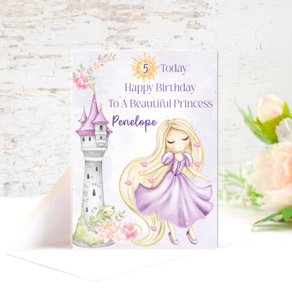 rapunzel birthday card for girl