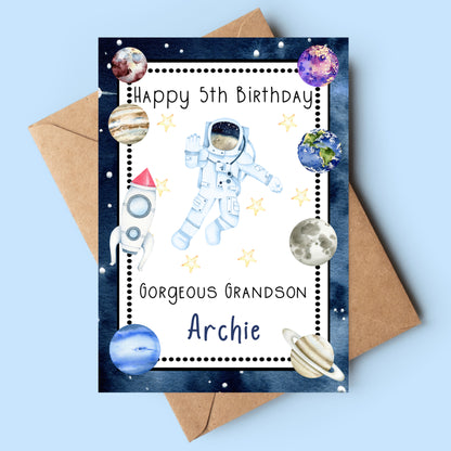 Space Birthday Card For Boys