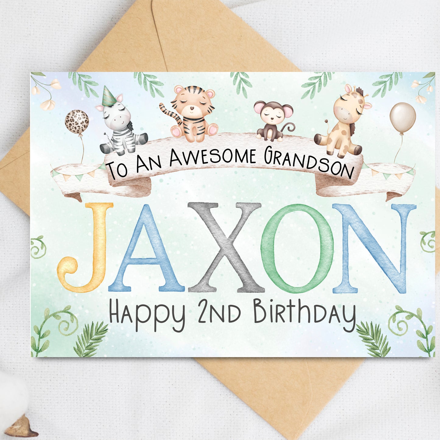 Personalised Animal Birthday Card for Boy