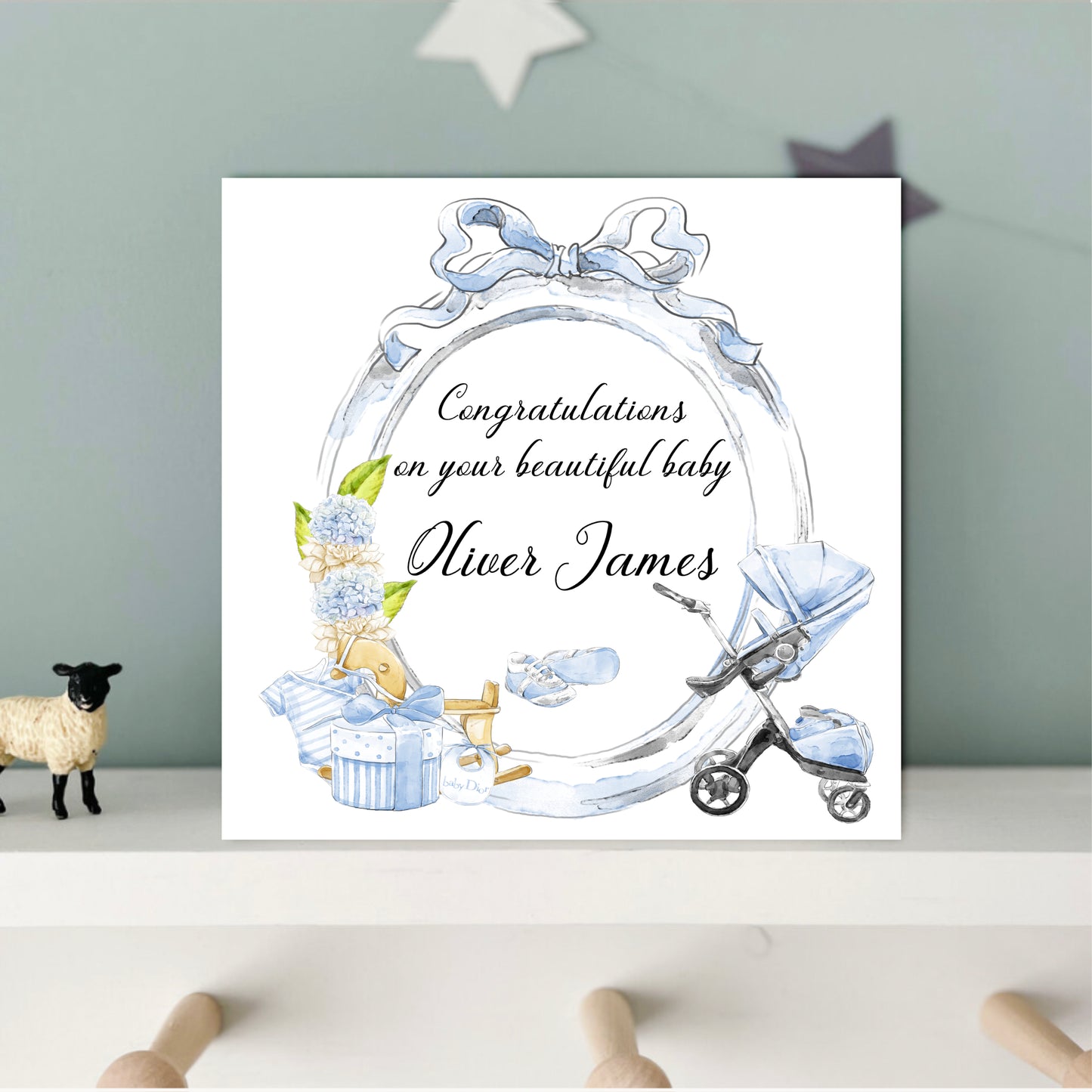 NEW BABY BOY ARRIVAL CARD - personalised