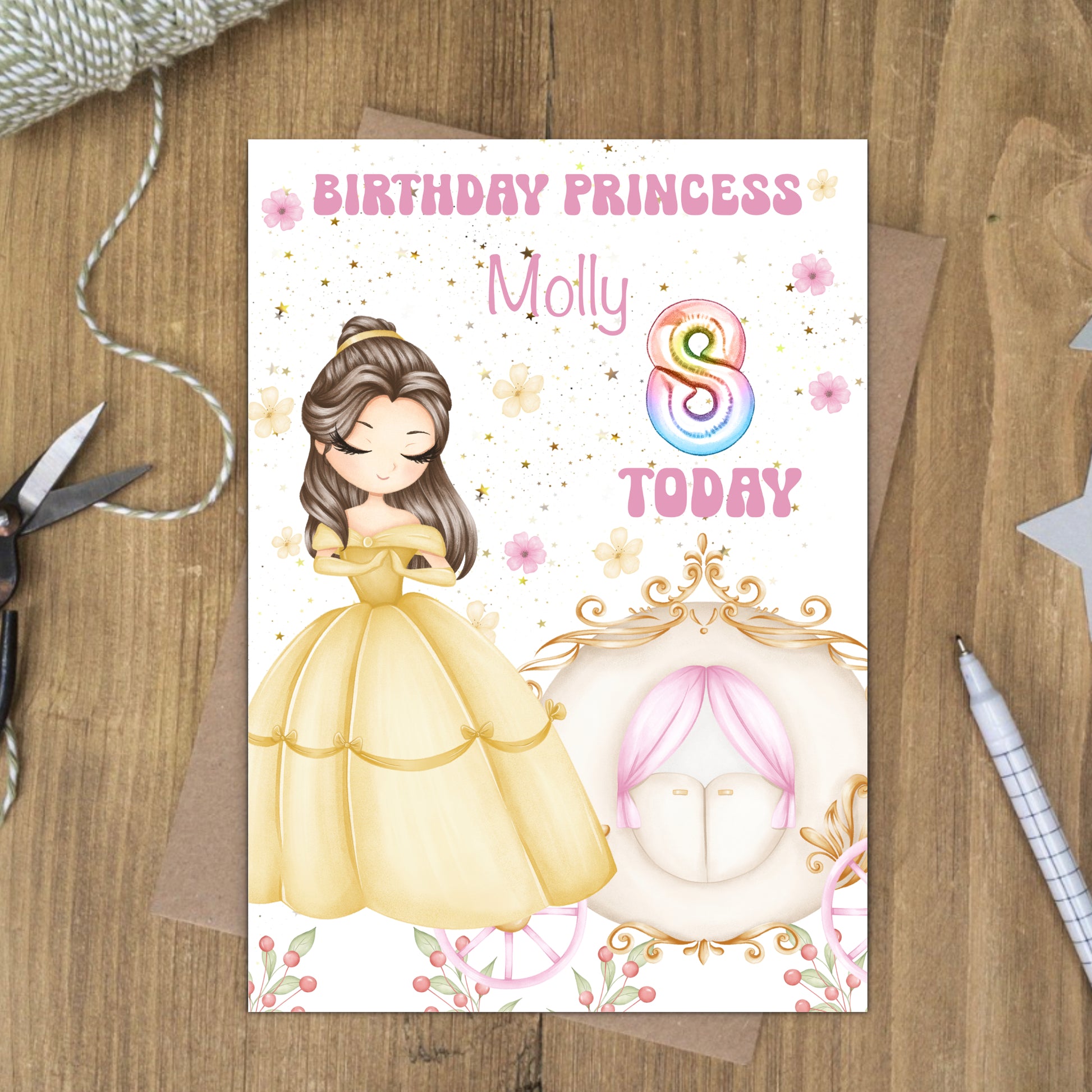 Belle princess birthday card