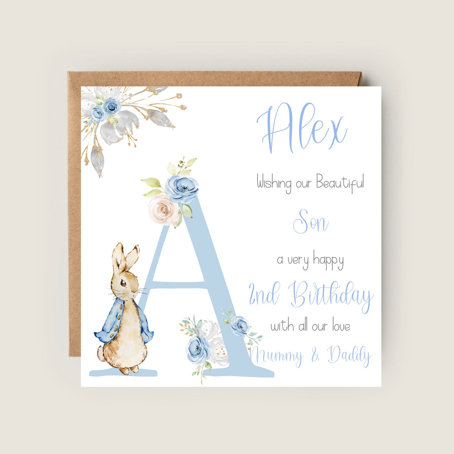 PETER RABBIT BLUE BIRTHDAY CARDS FOR BOYS