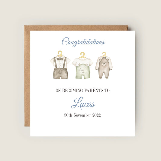 NEW BABY BOY ARRIVAL CARD - SON, GRANDSON, NEPHEW, ANY RELATION