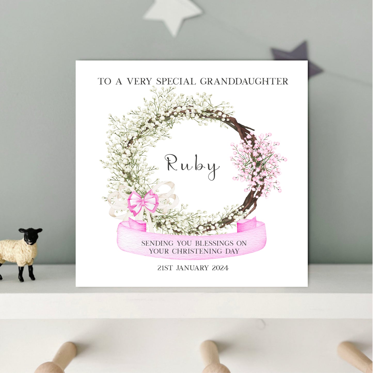 Personalised Baptism / Christening/ Dedication Card For Granddaughter