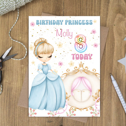 Cinderella princess birthday card