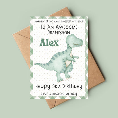 dinosaur birthday card for boys