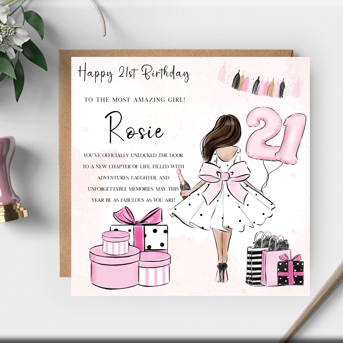 21st BIRTHDAY CARD FOR DAUGHTER, GRANDDAUGHTER, SISTER, NIECE, SISTER, BEST FRIEND - personalised