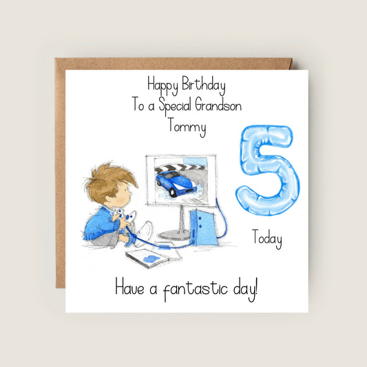 GAMER BIRTHDAY CARD FOR SON, GRANDSON, LITTLE BOY