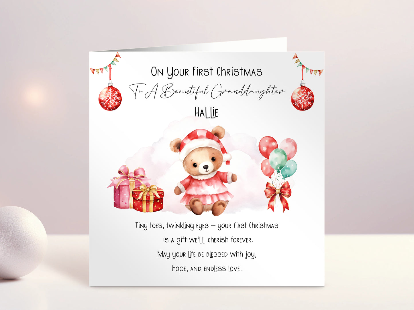 first christmas card for baby girl