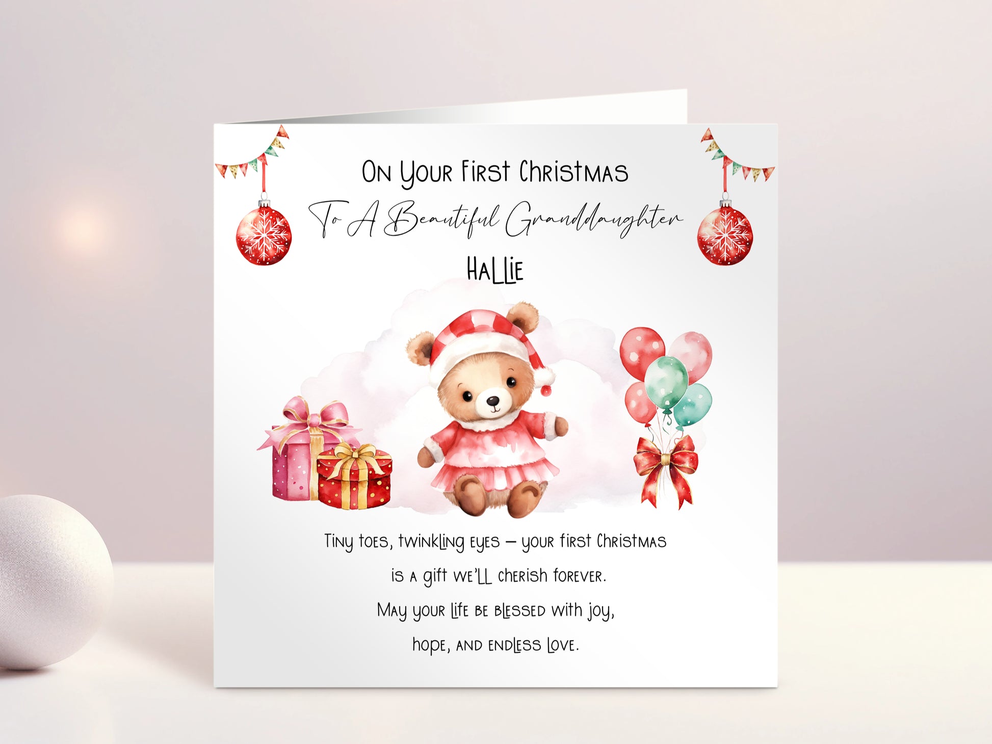 first christmas card for baby girl