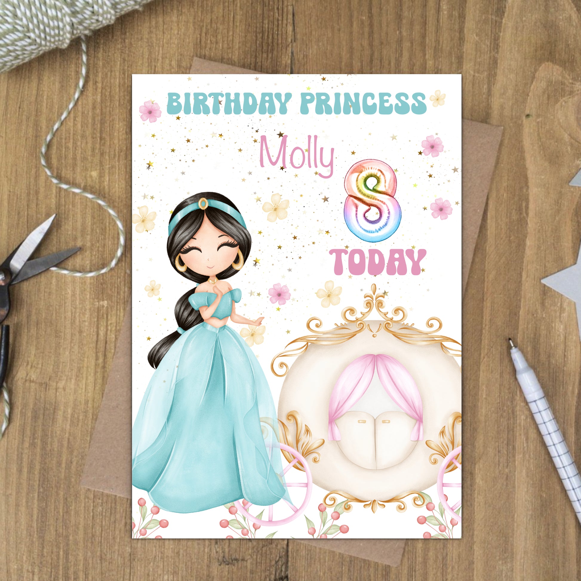 Jasmine princess birthday card