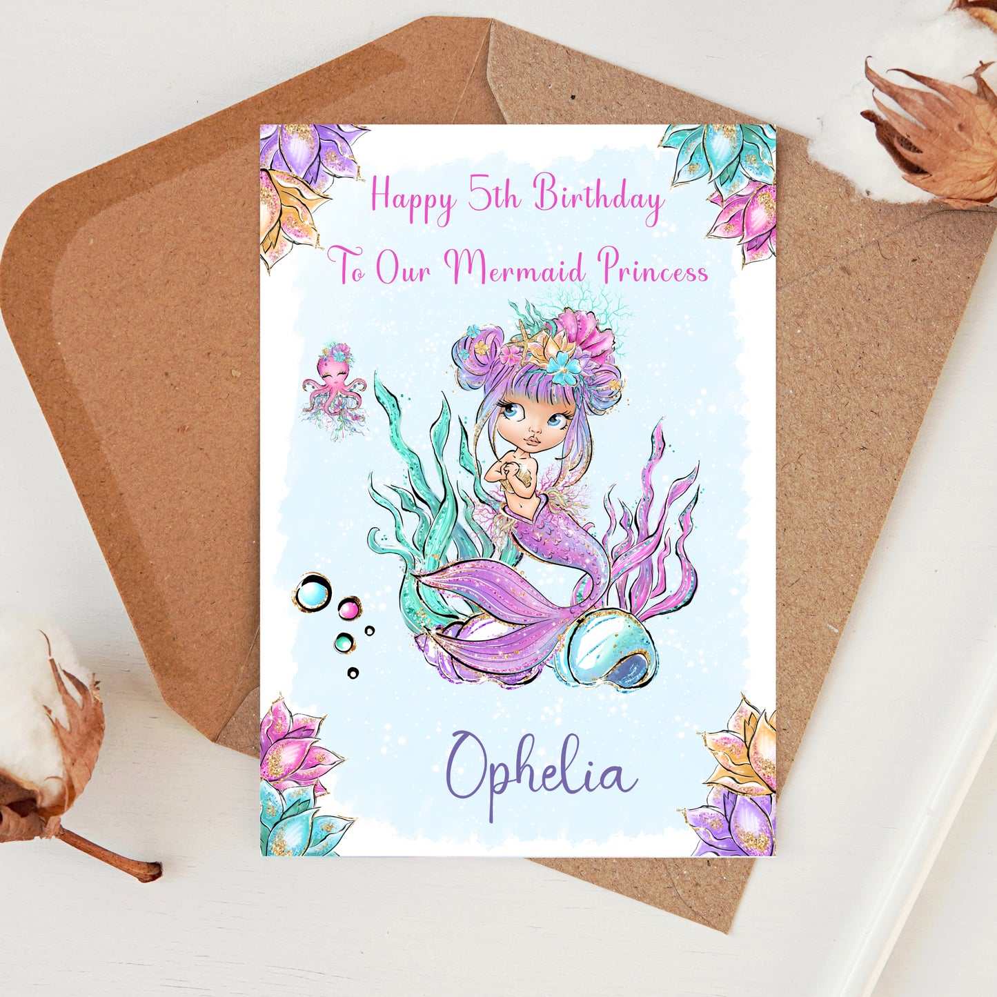 Personalised Under The Sea Magical Birthday Card for Girls