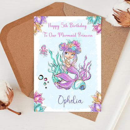 Personalised Under The Sea Magical Birthday Card for Girls