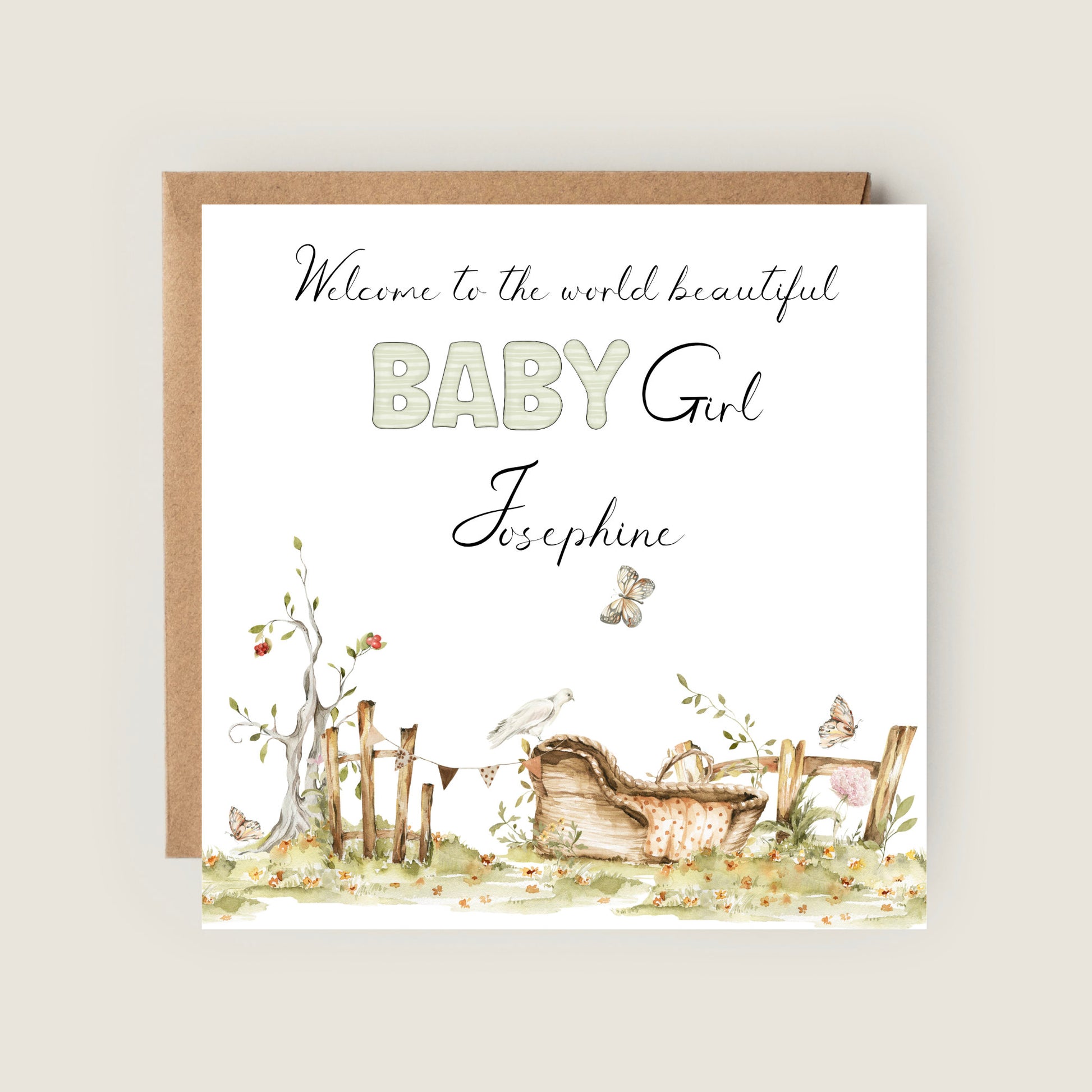 EW BABY GIRL ARRIVAL CARD - personalised