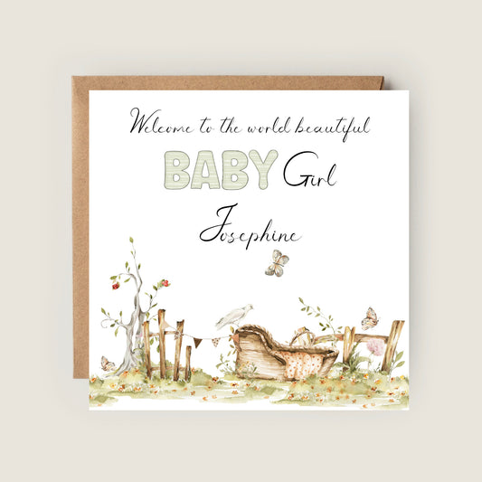 EW BABY GIRL ARRIVAL CARD - personalised