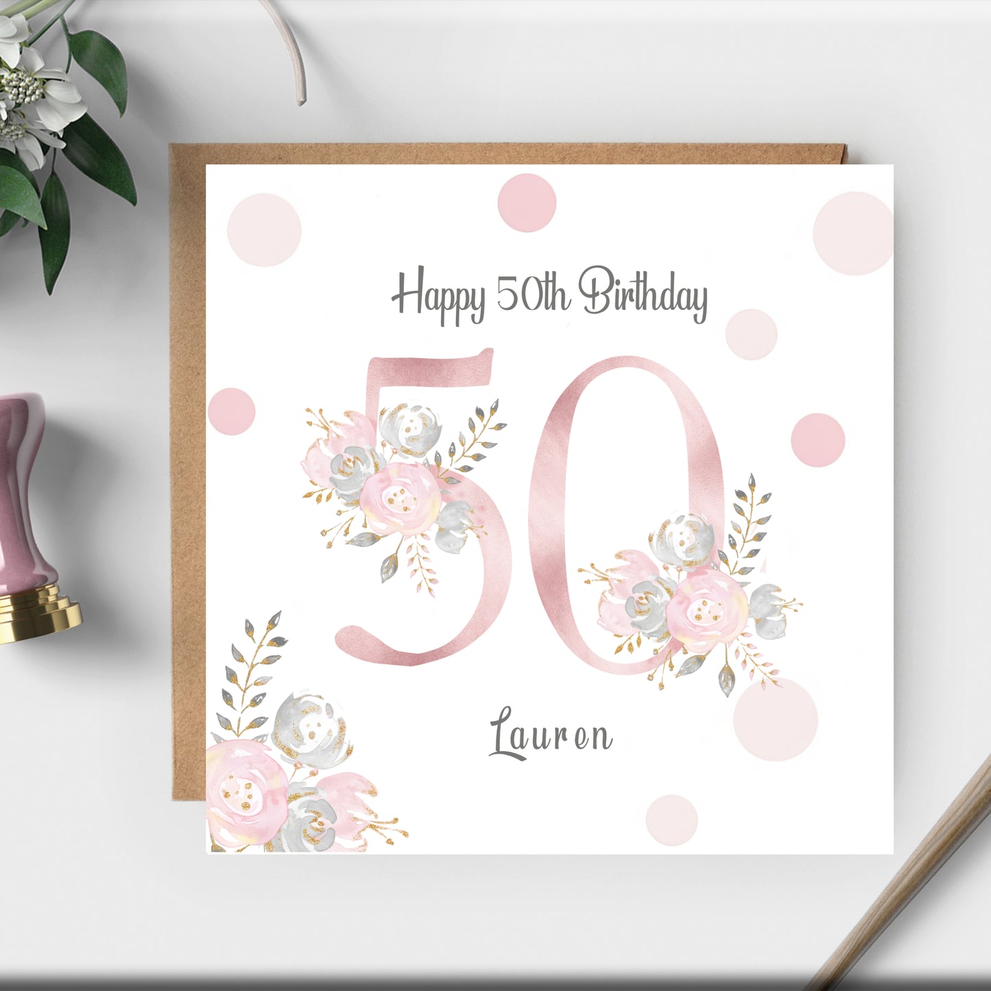 50TH BIRTHDAY CARD FOR HER-  personalised