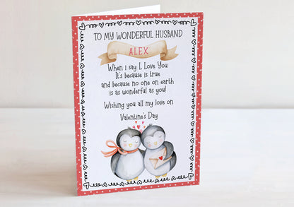 Personalised Valentines Card for Husband