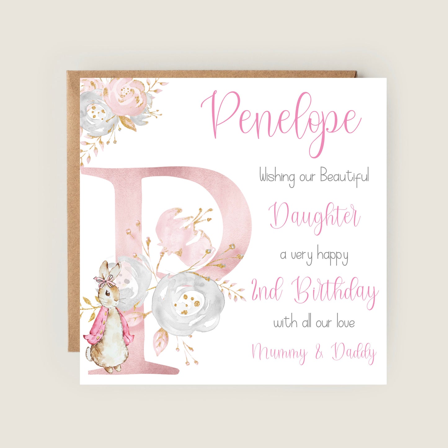 PETER RABBIT PINK BIRTHDAY CARD