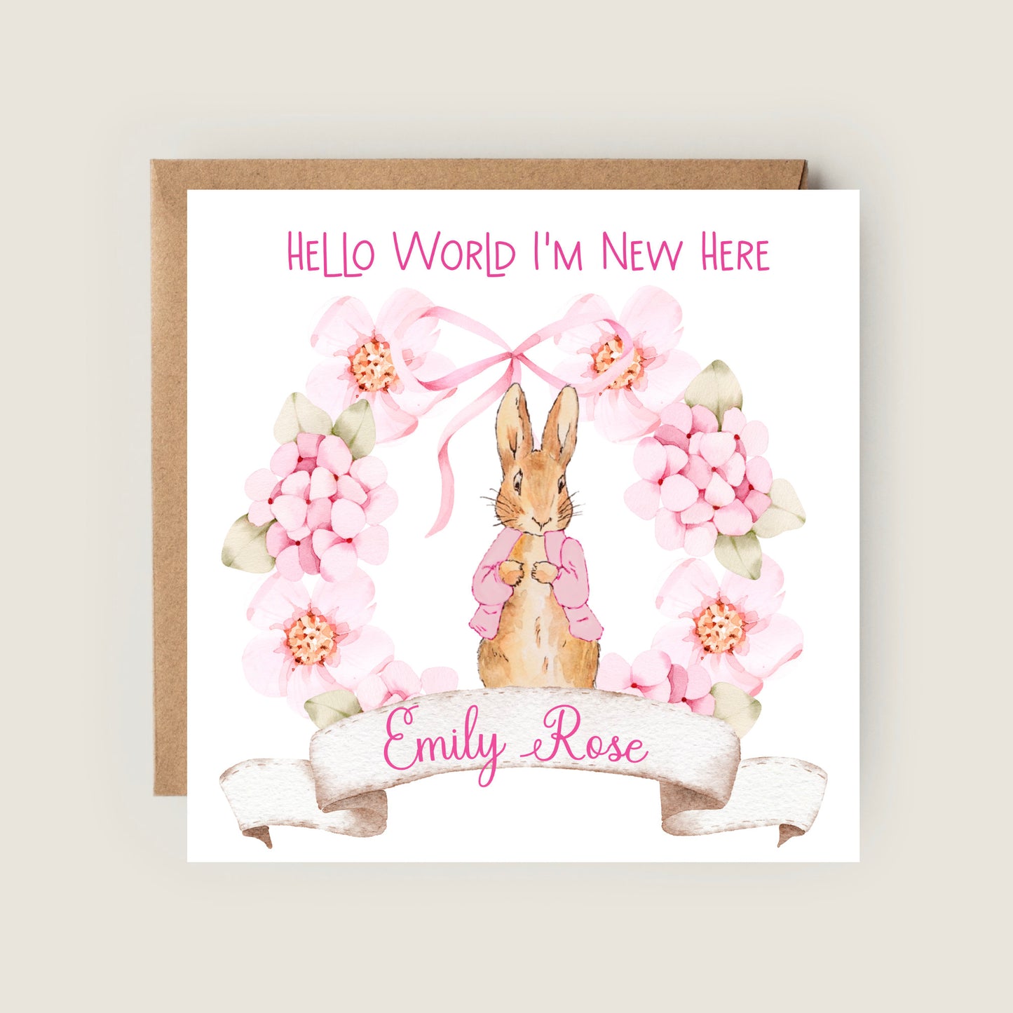 peter rabbit pink card