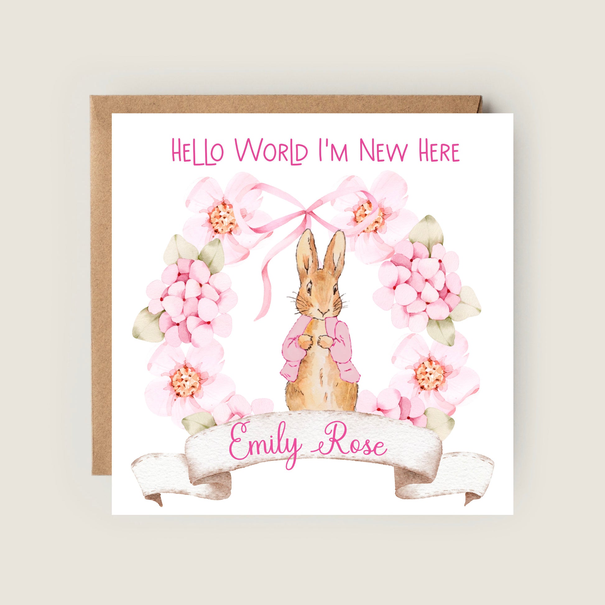 peter rabbit pink card