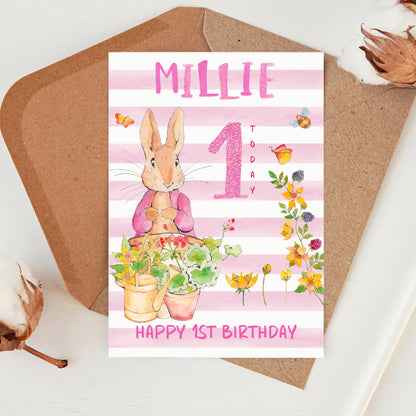 Personalised Pink Birthday Card for Girl