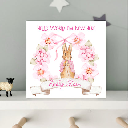 Personalised Rabbit New Baby Card